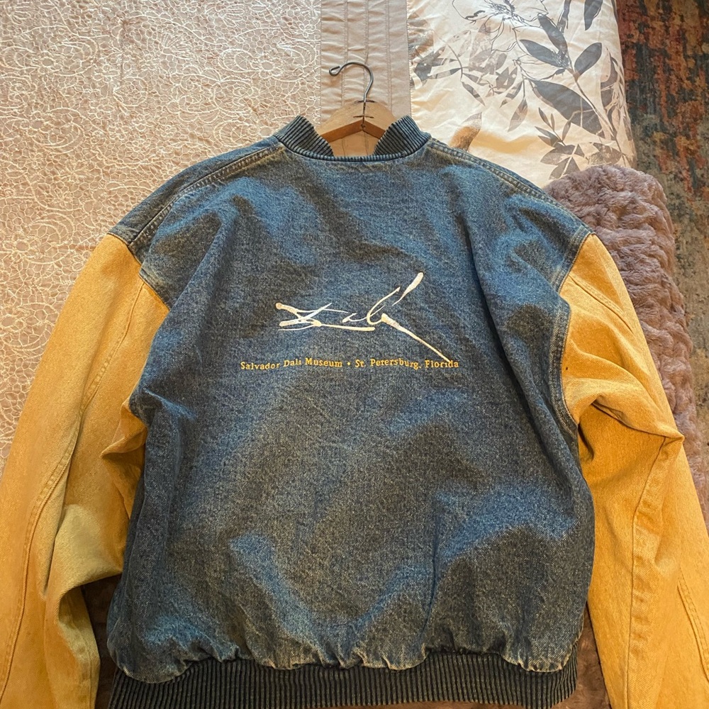 Blue and Tan Salvador Dali Retro Denim Jacket - Picture 4 of 5
